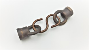 Closed hoops and centre s hook in antique brass M10 thread