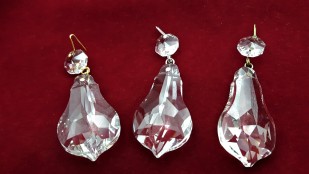 Large crystal chandelier pear drop pinned in nickel brass or antique