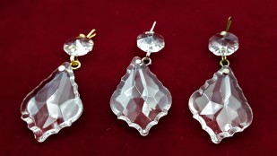 Small Crystal Chandelier Drop Maple Leaf Pinned In Nickel Brass Or Antique 