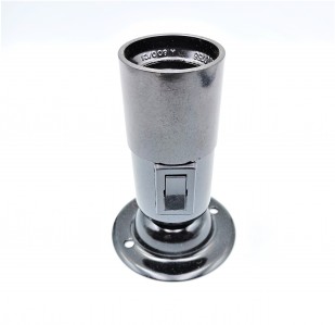 Rocker switch lamp holder E27 Black plain skirt with mounting plate