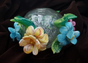 Antique Venetian Chandelier centre stem ball flowers and leaves