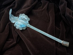 Murano Chandelier Leaf  Milky Blue  And Clear Antique Glass