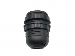 E27 2 PART BLACK PLASTIC LAMP HOLDER THREADED SKIRT AND SHADE RINGS