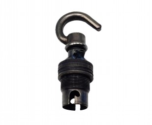 ANTIQUE BRONZE lamp holder with open hook threaded skirt and ring SBC B15