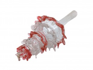 Antique Venetian Chandelier part Glass finial clear with Red