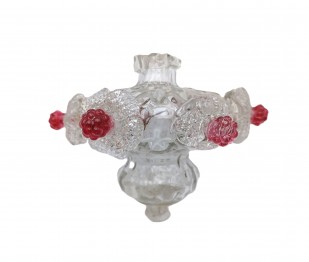 Antique Murano chandelier finial clear and red glass 