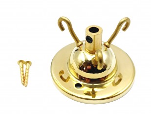 polished brass finish 3 hook ceiling pendant plate plus centre cord grip