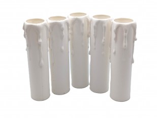 white plastic wax drip effect candle tubes 100mm height x 23mm 