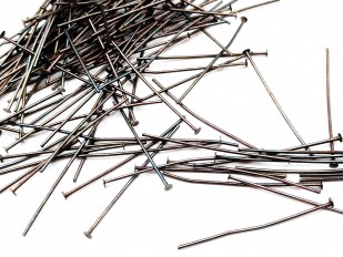 Chandelier Connecting Pins Antique dark bronze 40mm X 0.8mm 2mm Head Pack 100