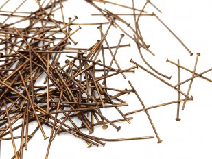 100 chandelier connecting pins aged antique brass 18mm x 0.8mm 2mm head