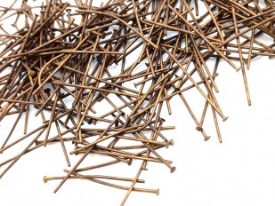 Chandelier Connecting Pins Aged Antique Brass 20mm X 0.8mm 2mm Head 