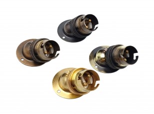 Angle batten lamp holder BC B22 3 part earthed 4 finishes