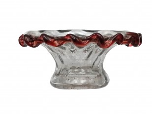 Murano Chandelier Glass Stem Spacer clear and red 120mm Width 