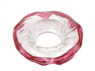 Venetian Chandelier glass dish pan with red rim 85mm width