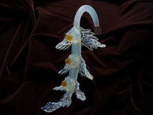 Large Murano glass chandelier Leaf blue and gold 