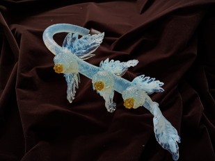 Large Murano glass chandelier Leaf blue and gold B stock