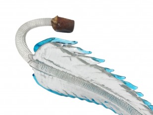 Murano chandelier Leaf clear glass with blue border