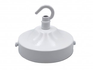 White chandelier ceiling rose with open hook and bracket