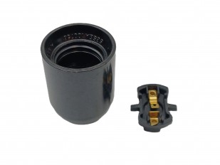 E27 - ES bulb-lamp holder 3 part black plain skirt