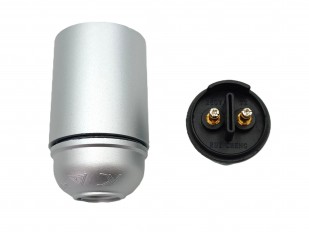 B22 BC Bakelite lamp holder plain skirt silver 10mm base thread 