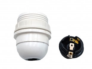 3 PART E27 - ES LAMP HOLDER IN WHITE HALF THREADED SKIRT