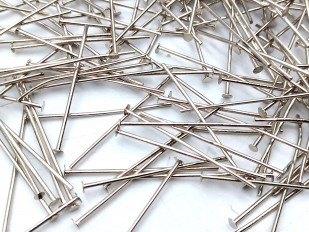100 Nickel pins 30mm x 0.8mm with 2mm pin head