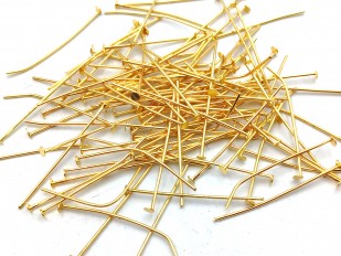 100 Brass pins 35mm x 0.8mm with 2mm pin head