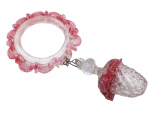 Antique Murano red and clear chandelier drop and hoop