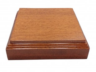 Sapele ceiling pattress, thick square ceiling pattress or plinth varnished