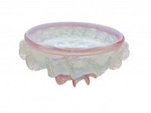 Murano milky blue and pink glass chandelier bottom bowl Circa 1890