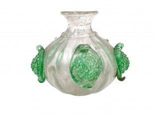 Antique Venetian chandelier glass stem section green and clear