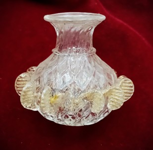 Venetian chandelier glass stem section clear and gold