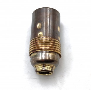 Small Edison screw  E14 lamp holder plain skirt Antique Brass finish 