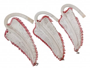 3 Murano chandelier Leaves clear glass with red border