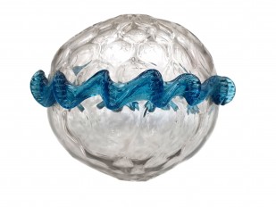 Murano blue and clear glass chandelier stem bubble Circa 1890