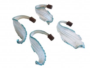 4 Murano chandelier Leaves blue glass with dark blue bordering 