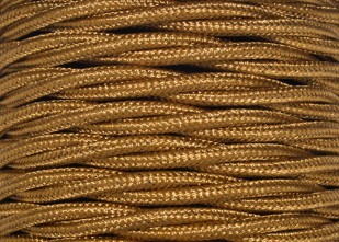 Braided silk flex lighting cable in antique gold 3 core, 0.50mm