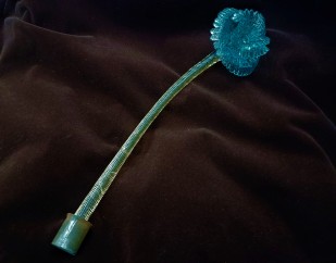 Antique Murano chandelier blue flower with faint green stem glass