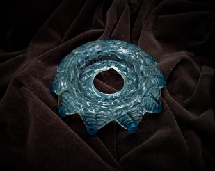 Antique Murano Chandelier Glass Dish with Blue tips 