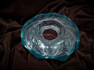 Antique Murano Chandelier Glass Dish with Blue wavey Rim  