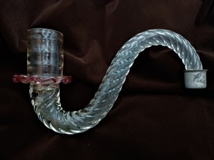 Antique Murano Clear and red Glass Chandelier arm