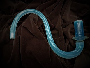 Antique Murano milky blue ribbed Glass Chandelier arm for candle 