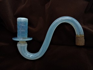 Antique Murano milky blue ribbed Glass Chandelier arm 