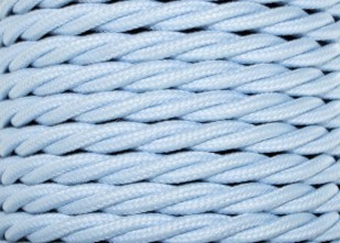 100 METRES of Braided 3 core silk flex lighting cable baby blue 0.75mm