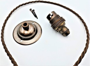 Antique Brass Ceiling Plate Rose With B22 Lamp Holder Set 