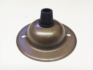 Ceiling plate rose with plastic cordgrip with earth tag old brass