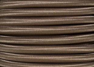 Coffee brown Braided Round silk flex wire 3 core 0.50mm x 100 Metres 