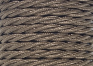 100 METRES of Coffee coloured Braided 3 core silk flex lighting cable 0.75mm