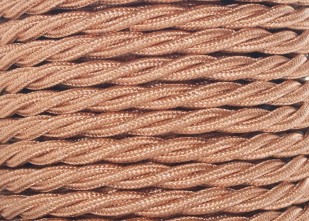 Braided silk flex chandelier cable in copper 3 core, 0.75mm