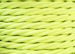 100 METRES of yellow Braided 3 core silk flex lighting cable 0.75mm